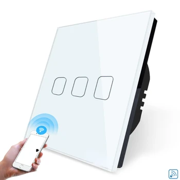 Приложение Smart Life стандарта ЕС, Умный Дом, стекло, 3 Банды, 2 Способа Wi-Fi, настенный светильник, сенсорная панель, электрический выключатель для Tuya Alexa  0