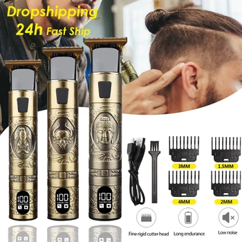 Высококачественная металлическая USB-цифровая мужская машинка для стрижки волос с цифровым дисплеем, беспроводная профессиональная машинка для стрижки волос, мужская бритва  10