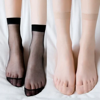 10 пар женских летних носков, Ультратонкие Прозрачные носки, Женские Сексуальные Эластичные Шелковистые короткие носки, спортивные носки для йоги  5