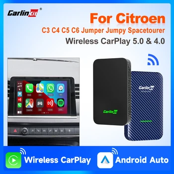 Беспроводной адаптер CarPlay CarlinKit 5,0 и 4,0 Беспроводной Android Auto BT с автоматическим подключением для Citroen C3/4/5/6 C3/4/5 Jumper Aircross...  3