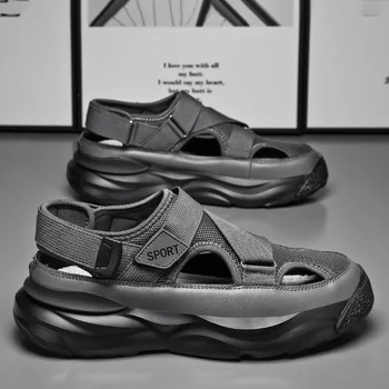 Летние Повседневные сандалии Cave для мужчин, Новинка 2023 года, Спортивная обувь Baotou, Мужские Сандалии для вождения папы, Мужская Пляжная Обувь, сандалии на платформе  4