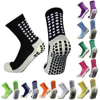 Противоскользящие футбольные носки на открытом воздухе, Нескользящие футбольные спортивные Мужские Женские велосипедные спортивные носки, фрикционная пленка, Утолщенное дно для полотенца  5