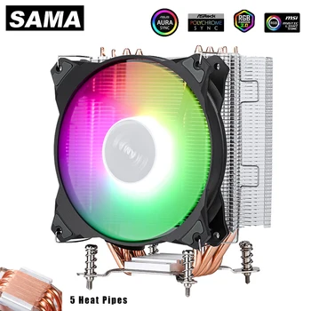 SAMA 130 Вт TDP 4PIN PWM Процессорный Кулер 5 Тепловых Трубок для LGA1700 1200 775 1366 1150 1151 1155 1156 AMD AM3 AM4 Вентилятор охлаждения процессора Радиатор  10