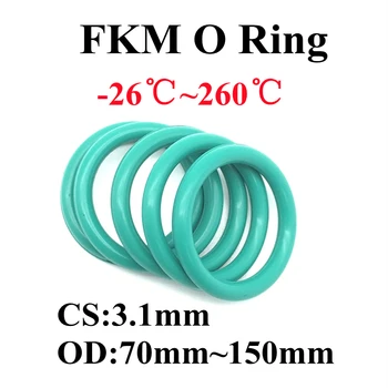 10шт Зеленый FKM Уплотнительное Кольцо Из Фторкаучука CS 3,1 мм OD 70 мм ~ 150 мм Уплотнительные Прокладки Изоляционное Масло Высокая Термостойкость Зеленый  5