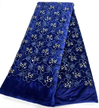 Африканская Бархатная Кружевная Ткань 2023, Высококачественная Роскошная вышивка блестками, Французская кружевная ткань Для Нигерии, свадебное платье Asoebi  10