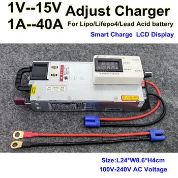 От 1 В до 15 В Регулировка 40A быстрое зарядное устройство lifepo4 12v полностью автоматическое carregador de bateria 12v automotiva corrente RV Camper  1