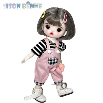 Кукла SISON BENNE 1/12 BJD, 6-дюймовая мини-кукла для девочек с нарядами, Парики, Макияж, Полный набор, милая игрушка  0