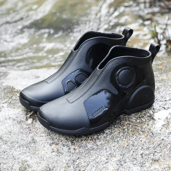 Новые мужские рабочие ботинки для улицы 2023, модные непромокаемые ботинки для рыбалки, нескользящие непромокаемые резиновые непромокаемые ботинки для полевых работ 장화 레인부츠  2