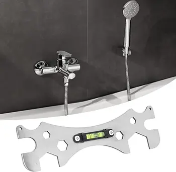 Специализированный гаечный ключ для установки смесителя для душа -Многофункциональный ровный ключ для ванной комнаты с линейкой Измерительный инструмент  10