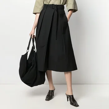 Модная универсальная юбка с высокой талией, женские свободные брюки  5