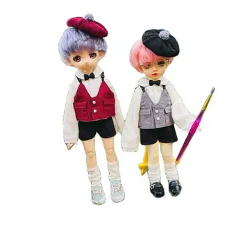 Костюм для куклы BJD Подходит для размера 1-6, YOSD TF, милый маленький художник, красно-серая одежда, костюм для куклы, аксессуары  5