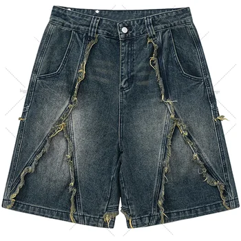 Джинсовые шорты в стиле Харадзюку для мужчин и женщин, летние новинки 2023, уличные шорты в стиле хип-хоп, негабаритные свободные повседневные комбинезоны, женские джинсы  5