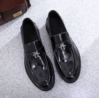 Мужская обувь на толстой подошве из натуральной кожи, мужская официальная повседневная обувь делового Комфорта в стиле ретро  10
