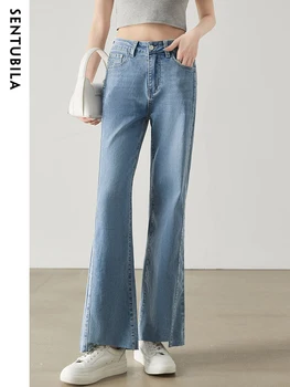 Sentubila, Синие джинсы с высокой талией, женские джинсы 2023, Весенне-летние модные однотонные прямые Винтажные Свободные брюки, Уличная одежда, брюки  3