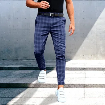 2023 НОВЫЕ Мужские Деловые Повседневные брюки с принтом в стиле ретро, Прямые Длинные брюки, Мужские Весенне-осенние модные уличные брюки  10