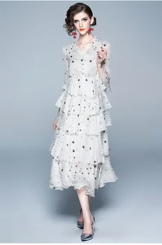 Винтажное шикарное женское платье-халат с V-образным вырезом и расклешенным рукавом в богемном стиле, женское платье с V-образным вырезом и расклешенным принтом в виде звезды  5