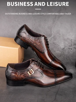 Роскошная деловая кожаная обувь высокого класса, мужские оксфорды, Элегантные вечерние модельные туфли из натуральной кожи, мужская обувь европейского стиля  10