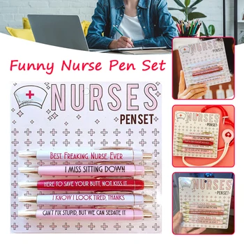 Набор шариковых ручек на День Святого Валентина, черные чернила, забавные ручки для медсестер, подарок для врача-медсестры  10