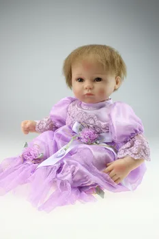 Новая Оптовая продажа, Детская сорочка в стиле принцессы Реборн, Фиолетовая юбка, Импортная мохеровая живая кукла, игрушки для малышей или подарок  5