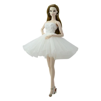 NK 1 шт., Белая юбка Принцессы для Вечеринки, Короткое Балетное платье, Наряды, Модная одежда Для Барби, Аксессуары, Кукла, подарок для Девочки, игрушка  10