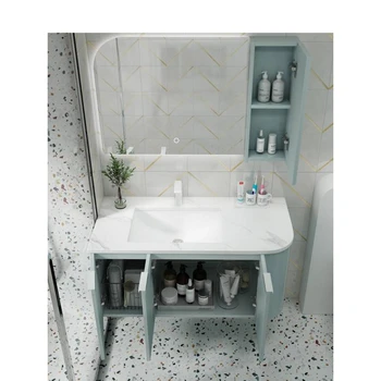 Шкаф для ванной комнаты с каменной плитой, комбинированный, полукруглый, дугообразный, стол для умывания, шкаф для умывальника, комбинированный шкаф для умывальника  5