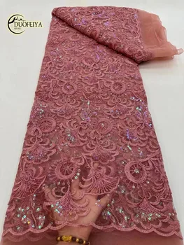 Роскошная Африканская Кружевная ткань с пайетками 2023, Высококачественная Кружевная вышивка Жениха, Французский Тюль, Кружевная ткань Для Шитья свадебной вечеринки  5