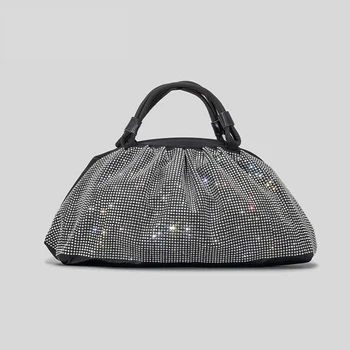 Дизайнерские вместительные сумки через плечо со сверкающими бриллиантами для путешествий или вечеринок  10