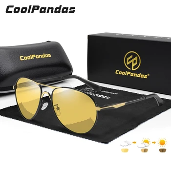 CoolPandas Мужские Фотохромные Поляризованные Солнцезащитные очки Мужчины Женщины Классические Солнцезащитные очки Пилота Для вождения, Рыбалки, Очки Дневного и ночного Видения  5