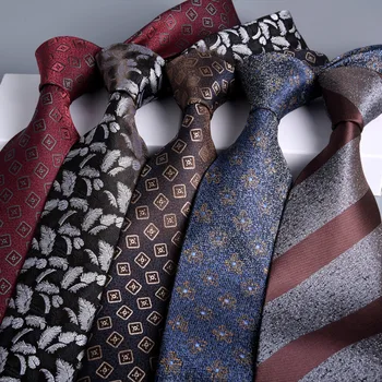 Новые жаккардовые галстуки в полоску Длиной 8 см, Свадебные Gravatas, официальные деловые галстуки, подарки для мужчин  5