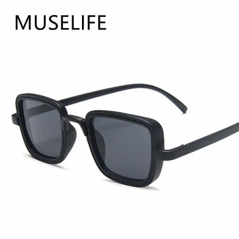 MUSELIFE Трендовые солнцезащитные очки с широким Мостом в стиле ретро-рок-панк, Классические Маленькие Квадратные прозрачные красные солнцезащитные очки UV400  5
