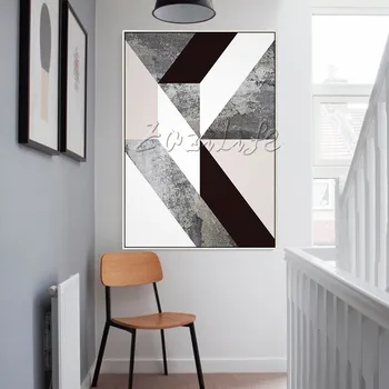 Современная Геометрическая Треугольная Черно-белая Серая картина, Акриловые настенные картины, холст, живопись для домашнего декора гостиной  10