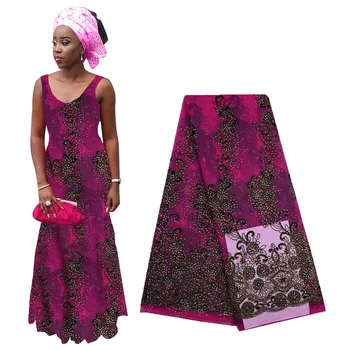 Роскошная кружевная ткань 2019, тяжелая вышитая бисером африканская кружевная ткань из французского тюля, Высококачественное нигерийское кружево для женского платья  5