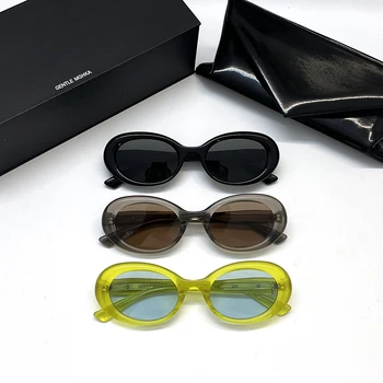 Модные Винтажные солнцезащитные очки GENTLE KUN 0003 Люксового бренда Для Женщин И Мужчин, Ацетатные Овальные солнцезащитные очки UV400 Monster С оригинальным чехлом  5