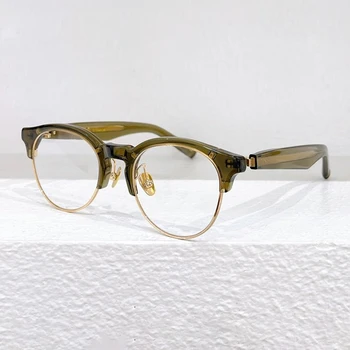 Винтажная круглая оливково-зеленая оправа для очков Мужские оттенки Classic серии M-93 Ручной работы Ретро Ацетатные очки для близорукости для женщин  1