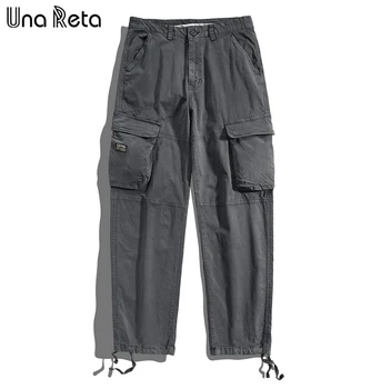 Una Reta, Брюки-карго, мужская одежда, Уличная одежда, однотонные парные брюки, Модная уличная одежда в стиле Харадзюку, Повседневные брюки с карманами для мужчин  4