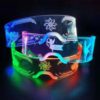 Модные светящиеся декоративные очки Неоновое украшение для вечеринки Светодиодные солнцезащитные очки для ночного клуба DJ Фестиваль танцевальной музыки Rave  3