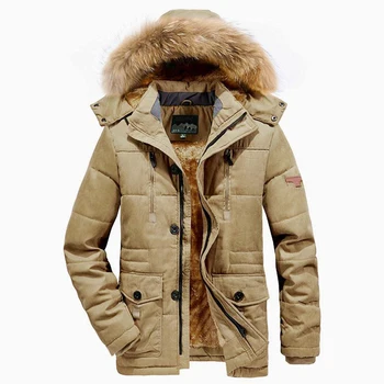 Модная зимняя куртка, мужская ветровка, плюс бархатные толстые теплые ветрозащитные меховые пальто С капюшоном и воротником из искусственного меха, уличная верхняя одежда  5