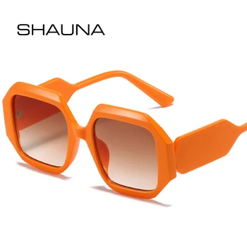 SHAUNA Модные Полигональные квадратные Солнцезащитные очки Женские Винтажные градиентные оттенки UV400 Мужские солнцезащитные очки с широкими ножками  5