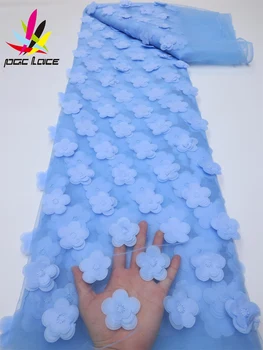PGC Африканская 3D Кружевная ткань 2023, Высококачественное Кружево, Французская Сетчатая Кружевная ткань, Швейные Нигерийские кружевные ткани для Свадебного платья LY834  4
