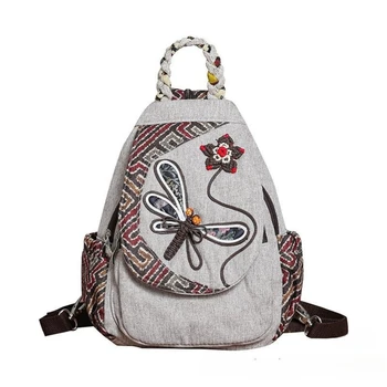 Этническая ветряная ткань, хлопчатобумажная и льняная сумка через плечо, легкий многослойный рюкзак в китайском стиле, литературная сумка-веер, женская сумка  5