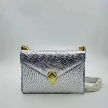 Дизайнерская сумка-тоут Nerw Classic Серебристого Цвета, Роскошная Брендовая сумка со змеиной металлической головкой и змеевидным рисунком, Вечерняя сумочка  5