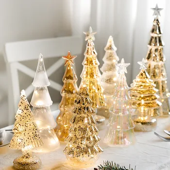 Светящиеся стеклянные украшения для Рождественской елки, домашнее светящееся украшение для рабочего стола, Рождественская вечеринка, настольные украшения, Фестиваль, подарок для детей  5