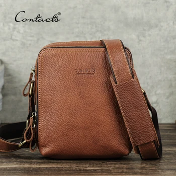 CONTACT'S, повседневные мужские сумки-мессенджеры, мужская сумка из натуральной кожи, известный бренд, Дизайнерская мужская сумка, Высококачественные винтажные сумки  5