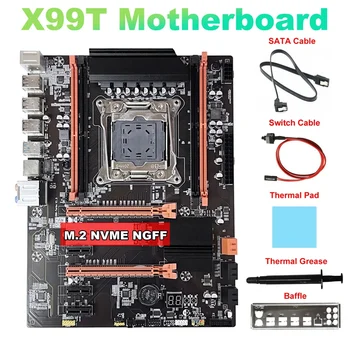 Материнская плата X99T + Кабель SATA + Кабель переключения + Перегородка + Термопаста + Термопластичная прокладка LGA2011-V3 M.2 Поддержка NVME NGFF DDR4 4X16G  5