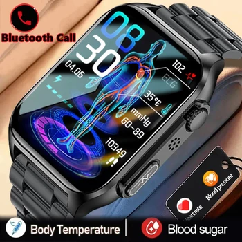 2023 Смарт-Часы для измерения уровня сахара в крови Мужские ЭКГ + PPG Частота сердечных Сокращений Bluetooth Вызов Автоматические Инфракрасные Часы для Измерения уровня глюкозы в крови Давление Здоровья  5
