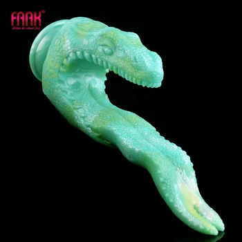 Секс-игрушки FAAK Fantasy Dragon Tongue с присоской, Силиконовый двойной фаллоимитатор, многоцветный, стимулирующий клитор, массаж простаты Для мужчин  4