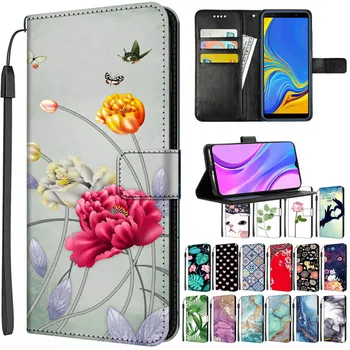 Кожаный Чехол-бумажник Для Samsung Galaxy A34 A14 A54 5G Case A8 Plus M02S A9 Pro 2019 J4 Core Чехол-книжка с Подставкой на магнитных Листьях A 34  5