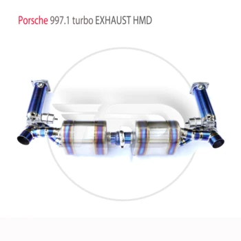 Выхлопная система из титанового сплава HMD подходит для Porsche 911 997.1 Turbo, автоматическая модификация, электронный клапан, обратная труба  1