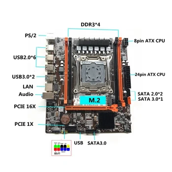 Материнская плата X99H + Комплект кабелей для переключения B85 Чип LGA2011-V3 Слот серверной памяти DDR3X4 ECC M.2 NVME PCI-E 3,0x16 SATA3.0  4