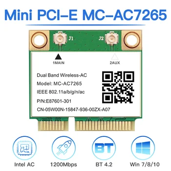1200 Мбит/с Mini PCI-E MC-AC7265 Двухдиапазонная 2,4 ГГц/5 ГГц 802.11AC Bluetooth-совместимая 4,2 Беспроводная сетевая карта WiFi для портативных ПК  5